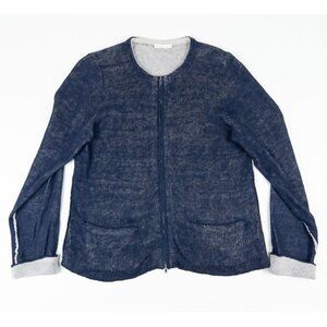 Eileen Fisher Linen Knit Cardigan Women's Fits Small Full Zip Blue Organic
